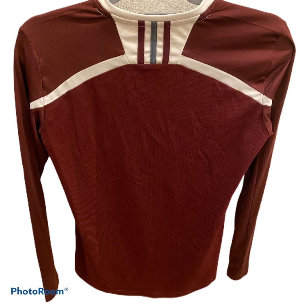 Adidas Long sleeve v neck athletic top burgundy S - Picture 10 of 12